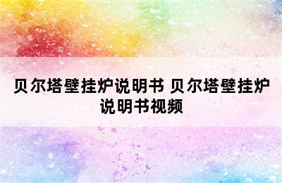 贝尔塔壁挂炉说明书 贝尔塔壁挂炉说明书视频